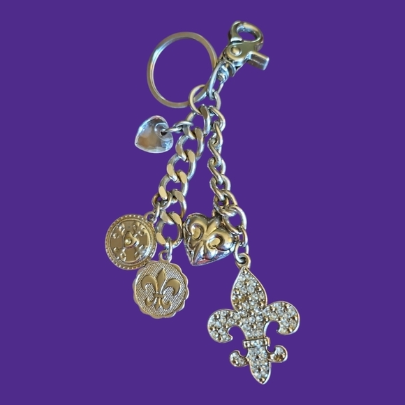 KATHY VAN ZEELAND Fleur-de-lis Keychain Purse Charm - Picture 1 of 8